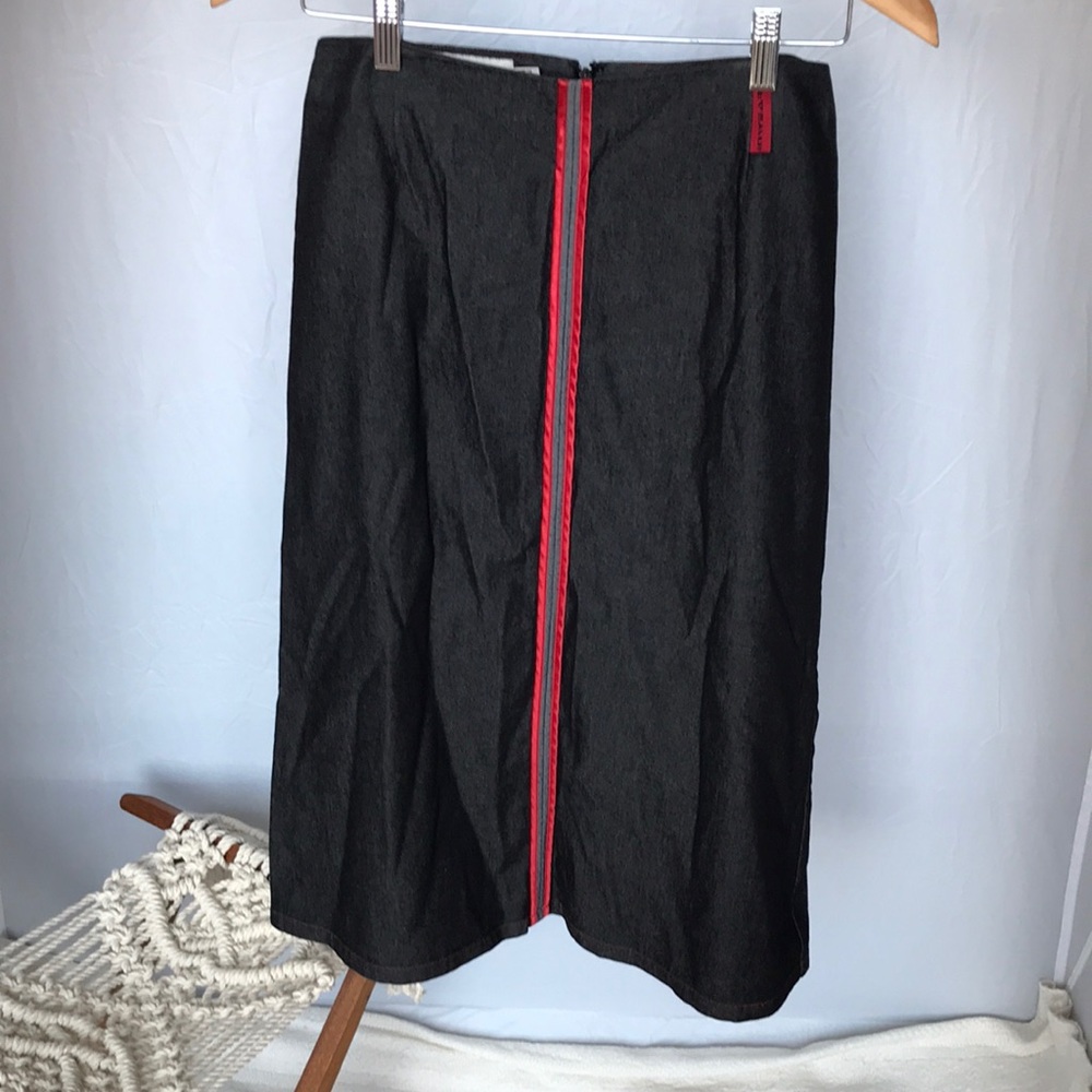 Midi length lightweight denim skirt
